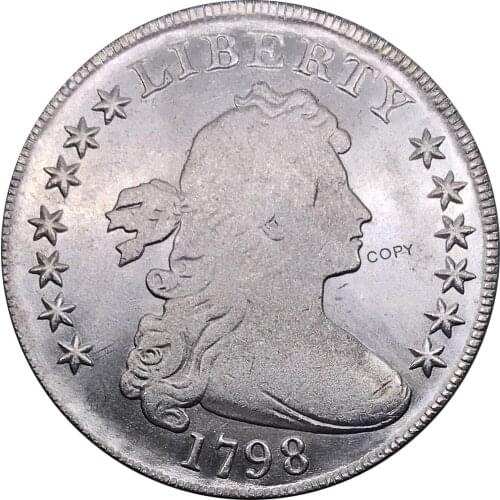 United States Of America Coin 1798 Liberty Draped Bust One Dollar Heraldic Eagle Cupronickel Silver Plated Copy Coins