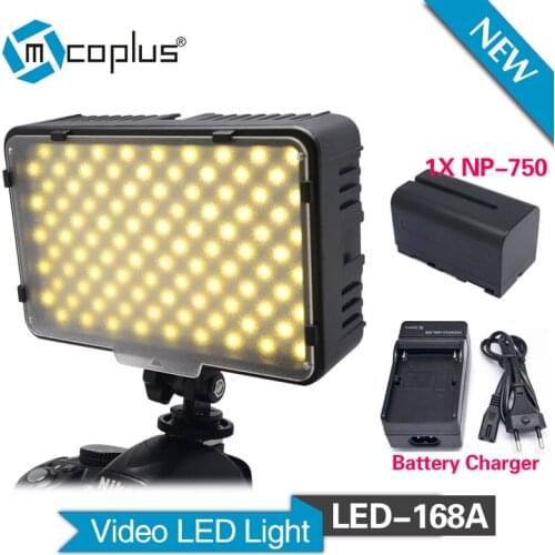 Mcoplus 168A LED Video Light with 1pcs NP-F750 battery for Camcorder & Digital SLR Cameras