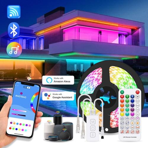 5M 10M WS2811 Smart WiFi RGB Addressable LED Strip Light 15M 20M Pixel LED Tape Work with Alexa Google Assistant Voice Control