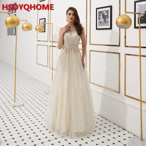 HSDYQHOME A-line Evening Dress Sexy Hollow Out Sequin Stripe Heavy Manual Bead Waist Garden 2019 Hot Princess Style Dress