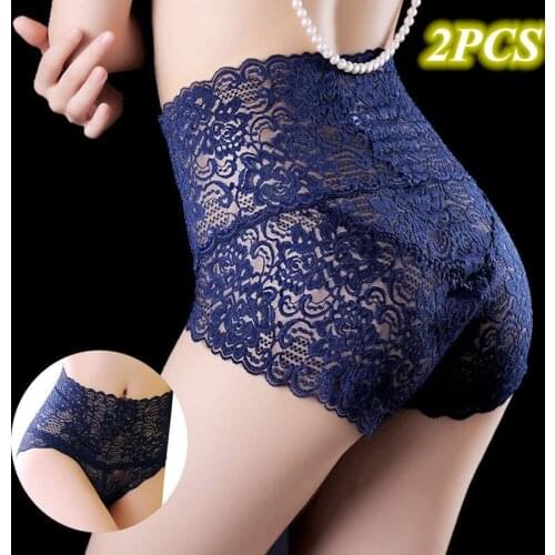2PCS Women panties lace panties Plus Size High waist female sexy underwear Butt Lift Lingerie Seamless briefs Underpants breech