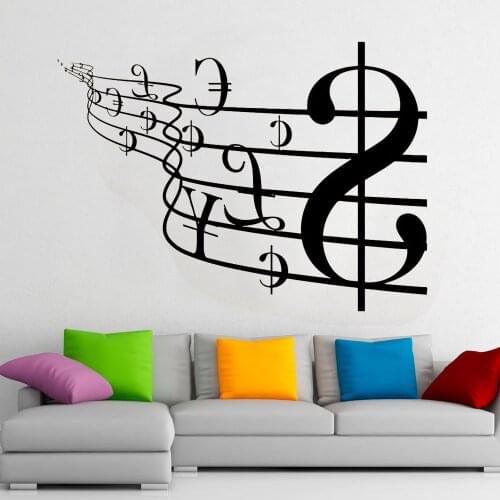 Money Sign Wall Decal Creatives Banknotes Sheet Music Door Window Vinyl Sticker Office Studio Bank Interior Decor Wallpaper Q921