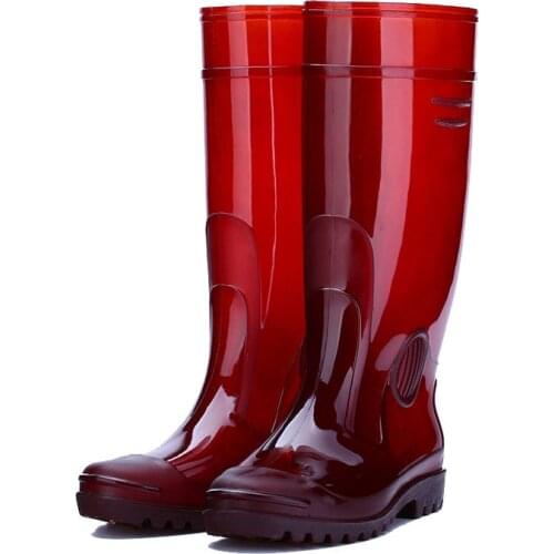 PVC Waterproof Men High Rain Boots Construction Kitchen Garden Clean Rubber Shoes Anti-slip Acid Alkali Resistant Rainboots