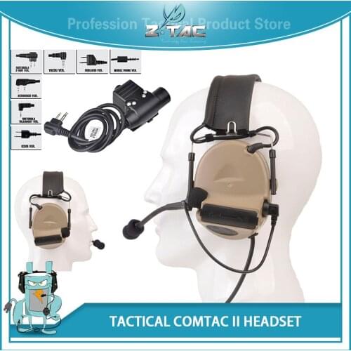 Ztac softair Peltor Comtac 2/ii Military Headset Noise Reduction For Hunting With PTT u94 Motorola midland plug Z041 DE+Z113