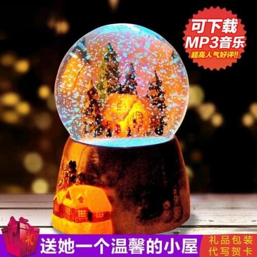 Rotary snow music box Sky City Crystal Ball creative gift new year birthday gift for men and women