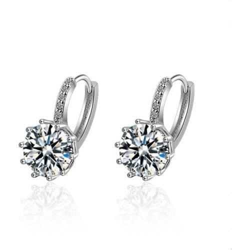 KOFSAC New Fashion 925 Sterling Silver Earring Multi Color Crystal CZ Earrings For Women Engagement Party Jewelry Gifts Bijou