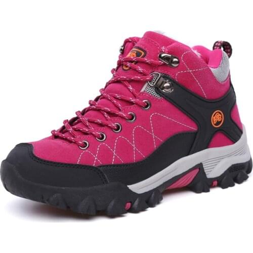 Winter Hiking Boots for Men Women Waterproof Fur Trekking Shoes Ladies Mountain Snow Boots Non-slip Sports Walking Shoes Outdoor