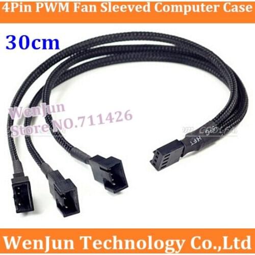 10PCS/LOT Free Shipping 4Pin PWM To Three PWM Fan Power Sleeved Computer Case Adapter Cable Newest