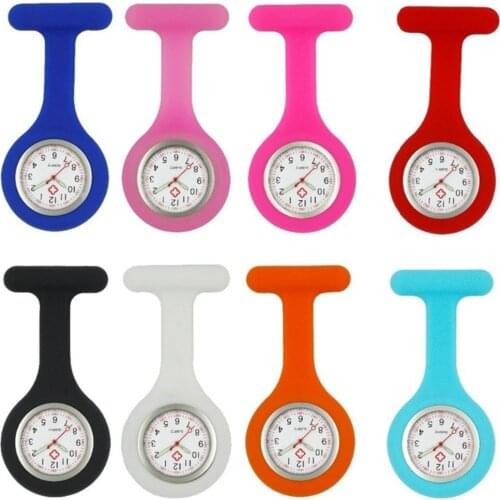 10pcs/lot New Soft silicone nurse doctor pocket watches fashion hospital medical brooch pins pandant gift watches for women mens