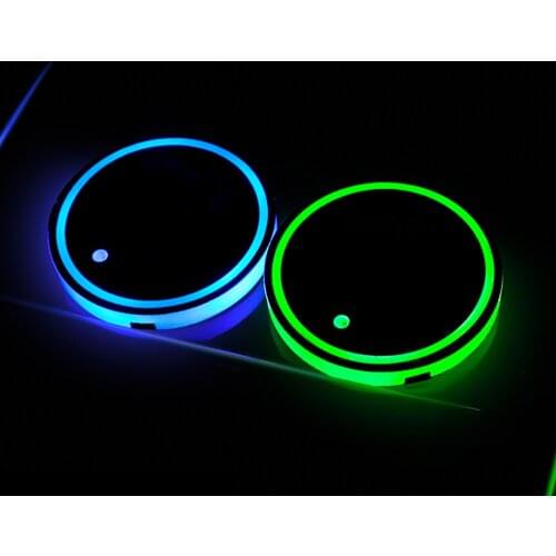 2Pcs For Honda Amaze City CR-V HR-V Insight Jazz Legend Odyssey Elysion Car Logo LED Cup Holder Pad RGB Water Mat Coaster Light