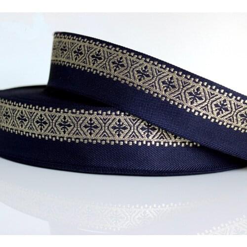 5 Yard DIY manual material Navy blue Lace trim ethnic stage garment accessories ribbon lace fabric 3.3cm wide