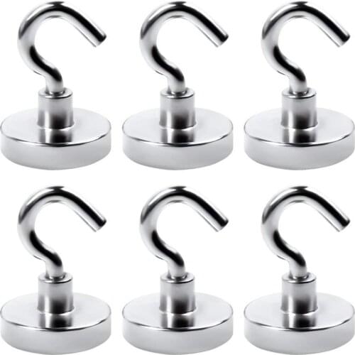 6Pcs Strong Magnetic Hook Metal Organization Tools For Home Kitchen Bedroom Office Closet Super Powerful Hook Magnet