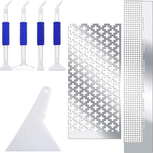 7pcs 4 Drill Pen Square Round Portable Diamond Painting Ruler Stainless Steel Anti Rust Easy Clean With Blank Grids Embroidery