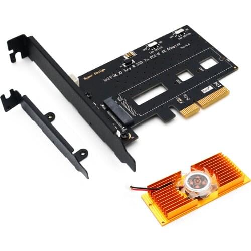NGFF M.2 NVME PCIE PCI-E SSD To PCI Express 3.0x 4X Adapter Card With Cooling Fan Bracket Support M.2 form 2242 2260 2280 M2 SSD