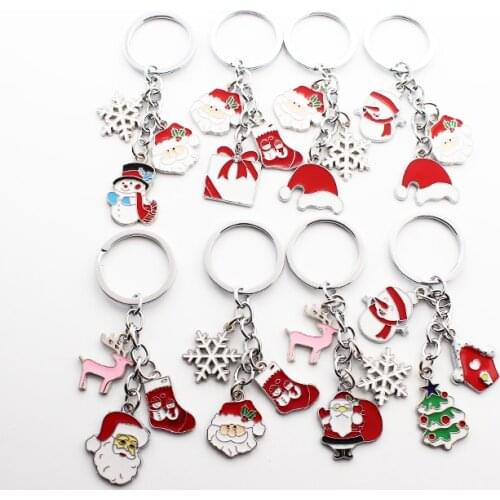 FREE SHIPPING BY DHL 100pcs/lot 2019 Hot Christmas Key Chains Santa Claus Keychains Christmas Keyrings Gifts for New Year