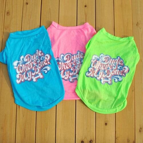 Free Shipping Summer Pet Clothing Dog Vest Blue Green Pink Funny Design Puppy Clothes Cute Chihuahua Yorkshire Terrier Clothes