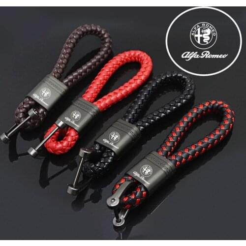 For Alfa Romeo Giulia Stelvio 159 147 Car key chain pendant High-end weaving keychain Car key lanyard Metal key ring pendant