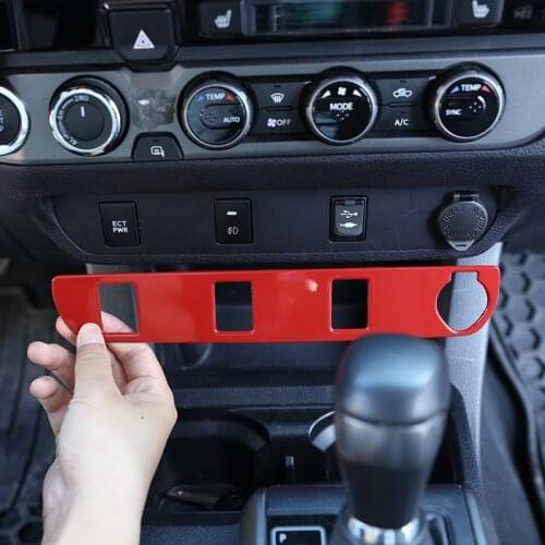 Car Center Console Cigarette Lighter Switch Frame Panel Red ABS Plastic Fit For Toyota Tacoma 2015-2020 Car Accessories Interior
