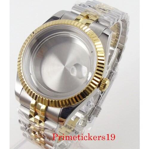39.5mm Parnis Watch Case Sapphire Glass Gold Plated Jubilee Strap For MIYOTA 8215 821A ETA 2836 Automatic Movement