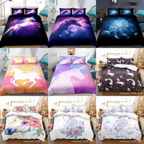 Children Bedding Set Single Kids Bedding And Bed Sets Home Textile Unicorn Cartoon Lovely Kids Duvet Cover Set