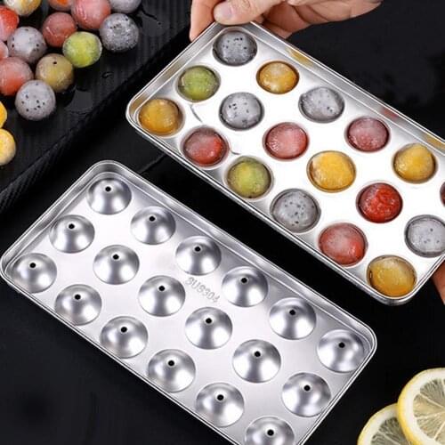 Hot Sale Stainless Steel Ice Cube Tray Round Ice Cube Maker Mold Home Party Cube Trays For Freezer Ice Cube Trays With Lids