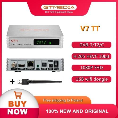 GTmedia V7 TT DVB Support H.265 -T/T2 /J.83B HEVC 10bit Terrestrial Receiver USB Digital Wifi Youtube TV Box