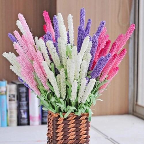 Artificial Flower Plastic Lavender Fake Plant Wedding Home Garden Decoration Bridal Bouquet Photography Prop Simulation Decor