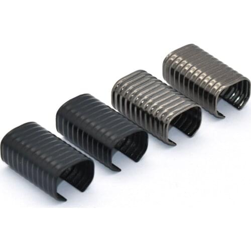 20mm Black Ribbon End Clamps With Loop End Fastener Ribbon Cord Rope Clips Lanyard Clip Leather End Crimps Webbing Key Fob