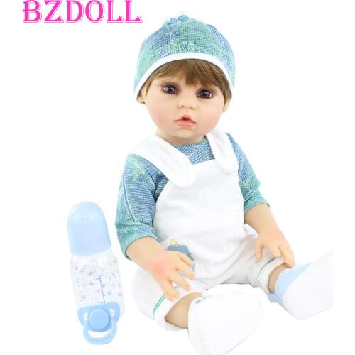 48cm Full Silicone Body Reborn Boy Baby Doll Toys For Girl 19 inch Soft Vinyl Newborn Bebe Child Birthday Gift Play House Toy