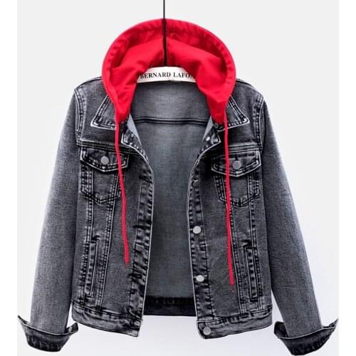 Autumn Korean Fashion Removable Hooded Denim Jacket Coat Women Plus size Loose Short Jeans Jacket Outwear Female Chaquetas Mujer