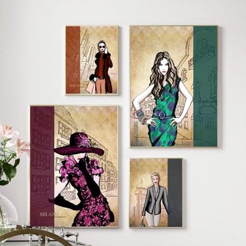 Fashion Apparel Urban Womens Clothing Wall Art Print Female Poster Canvas Art Beauty Wall Picture Painting Modern Home Decor