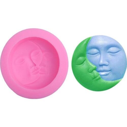 3D Sun and Moon Face Soft Silicone Soap Mold Fondant Cake Silicone Mold Chocolate Pastry Jelly Cake DIY Craft Mold Decoration