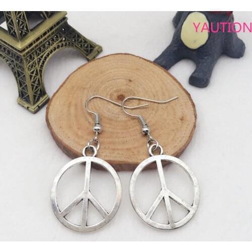 New 1 pair Fashion Antique silver Jewelry peace sign earring