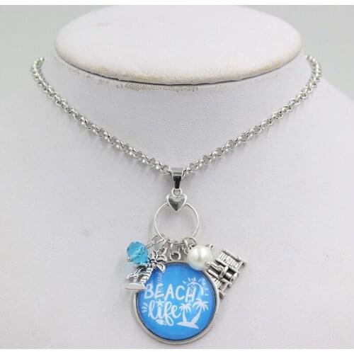 New Arrival Fashion Necklace Beach Life Necklace Beach Chair plam tree Charms Pendant Necklace Jewelry women girls gifts