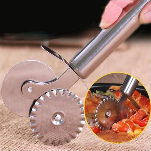 SUEF Pizza knife double round Pizza Tools pizza knife stainless steel pizza knife baking utensils cake spatula @2