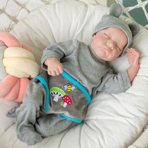 NPK 19inch Bebe Doll Reborn Popular Levi Sleeping Baby Newborn Boy Doll Multiple Layers Lifelike Painting Full Body Silicone