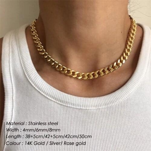 Initial Curb Chain Charm Gold-Color Stainless Steel Necklace for Women Girls Kids Gifts