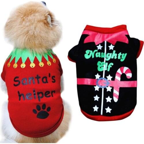 Pet Dog Clothes Christmas Pet Clothing Costume Cartoon Printed Vest Shirt For Small Dog Cat Apparel Chihuahua Puppy Outfits
