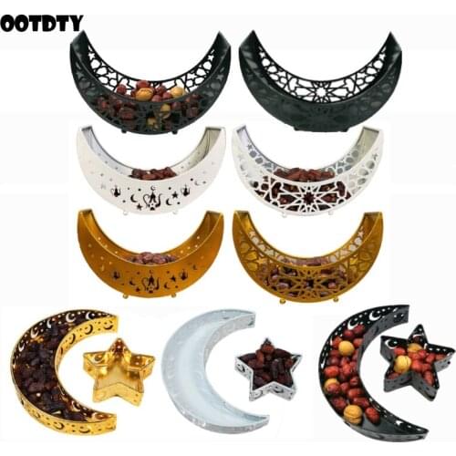 Eid Mubarak Moon Star Serving Tray Dessert Food Storage Container Tableware Ramadan Muslim Islamic Festival Party Supplies