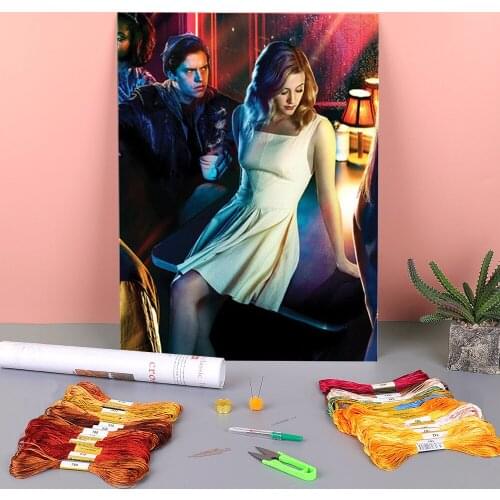 Riverdale Printed Water-Soluble Canvas 11CT Cross Stitch Set DIY Embroidery DMC Threads Handicraft Handmade Handiwork Floss
