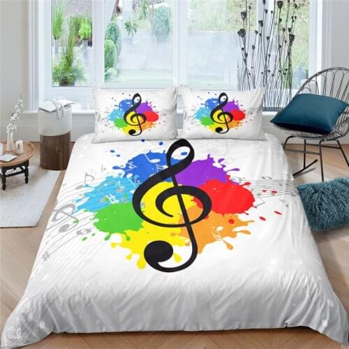 Luxury 3D Musical Note Print 2/3Pcs Kid Bedding Set Comfortable Duvet Cover Pillowcase Home Textile Queen and King EU/US/AU Size