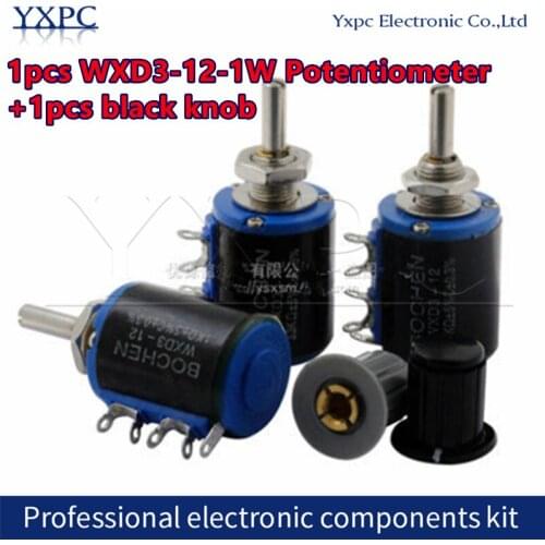 1pcs WXD3-12-1W + 1pcs knob 100R 220 470 1K 2K2 3K3 4K7 10K 22K 33K 47K Ohm 2.2K 3.3K 4.7K WXD3-12 1W Wirewound Potentiometer