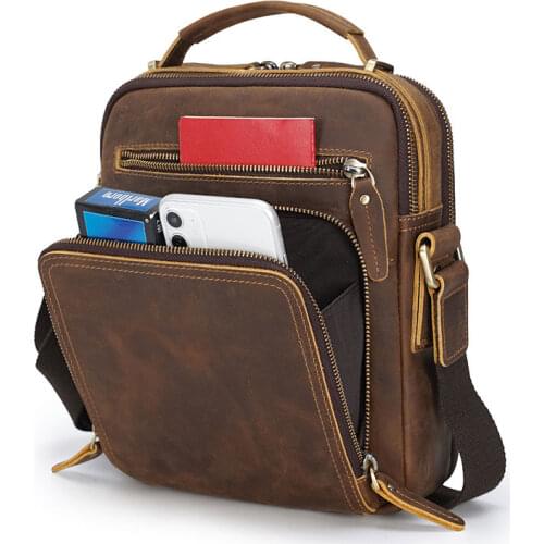 Tiding New leather male bag genuine leather vintage fashion mens shoulder bag crossbody bags mens messenger bag sling bags