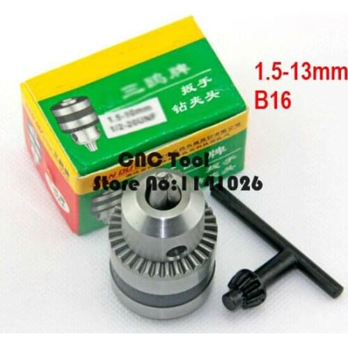 Key Type 1.5-13mm Capacity B16 Tapered Bore Drill Chuck for Drills Power Tools Accessories