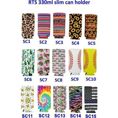 6PC Neoprene Slim Beer Can Cooler Tall Stubby Holder Foldable Stubby Holders Beer Cooler Bags Fits 12oz Slim Energy Drink & Beer