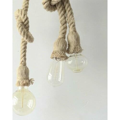 Vintage Hemp Rope Pendant Lights Retro Loft Industrial Hanging Lamp for Living Room Home Decor Led Luminaire Lighting Fixtures