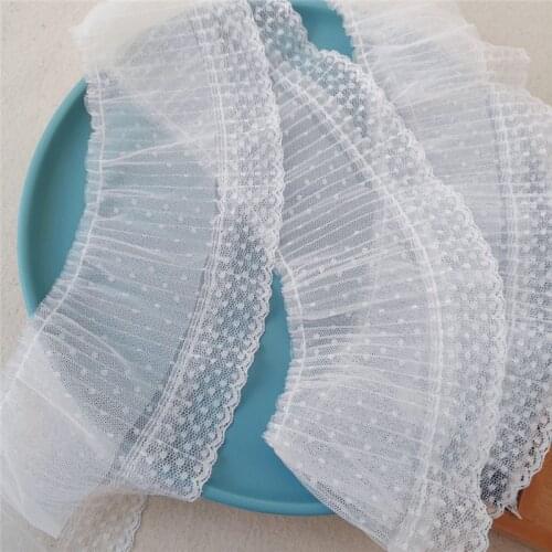 Selected pleated double-layer wave point lace trim Fold mesh yarn trend lace accessories