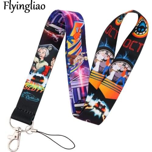 Back to the Future Lanyard Keys Phone Holder Funny Neck Strap With Keyring ID Card DIY Animal webbings ribbons Hang Rope