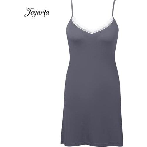 Joyaria Womens Cami Night Shirt V Neck Nightgown Soft Sleepshirt with Strap