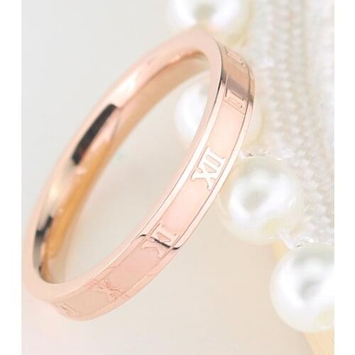 Initials Ring Roman Numerals Rainbow Ring Rose Gold Ring Female Pink Accessories Items For Women Ring Stainless Steel 2020 Trend